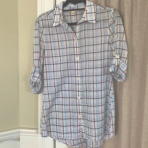 Banana republic 3/4 sleeve, plaid, button down, M.